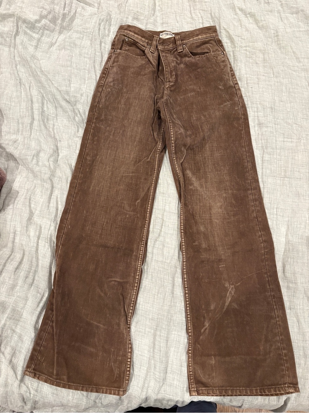 NWOT We The Free Brown Velvety Pants with Label Detail
